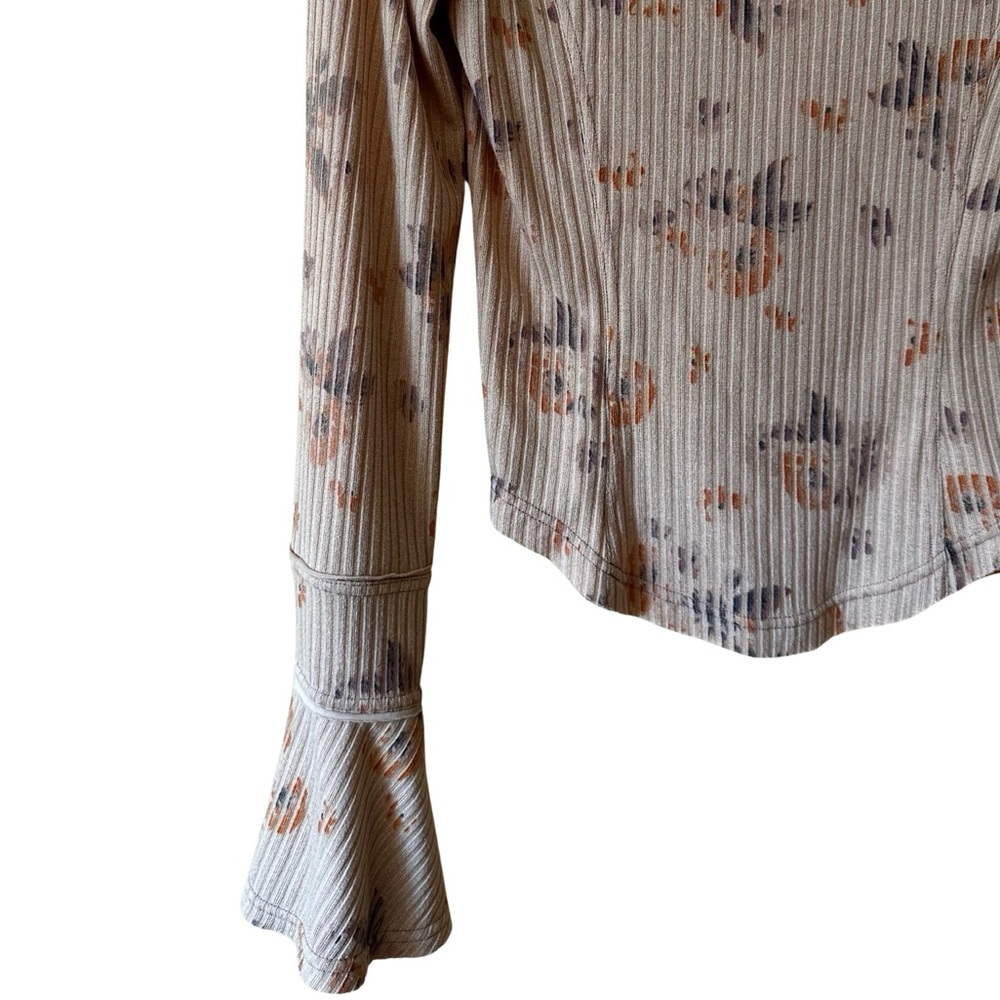 Free People Layer Me Hanley - Just Peachy Floral Ribbed Shirt, Size S - Picture 2 of 8